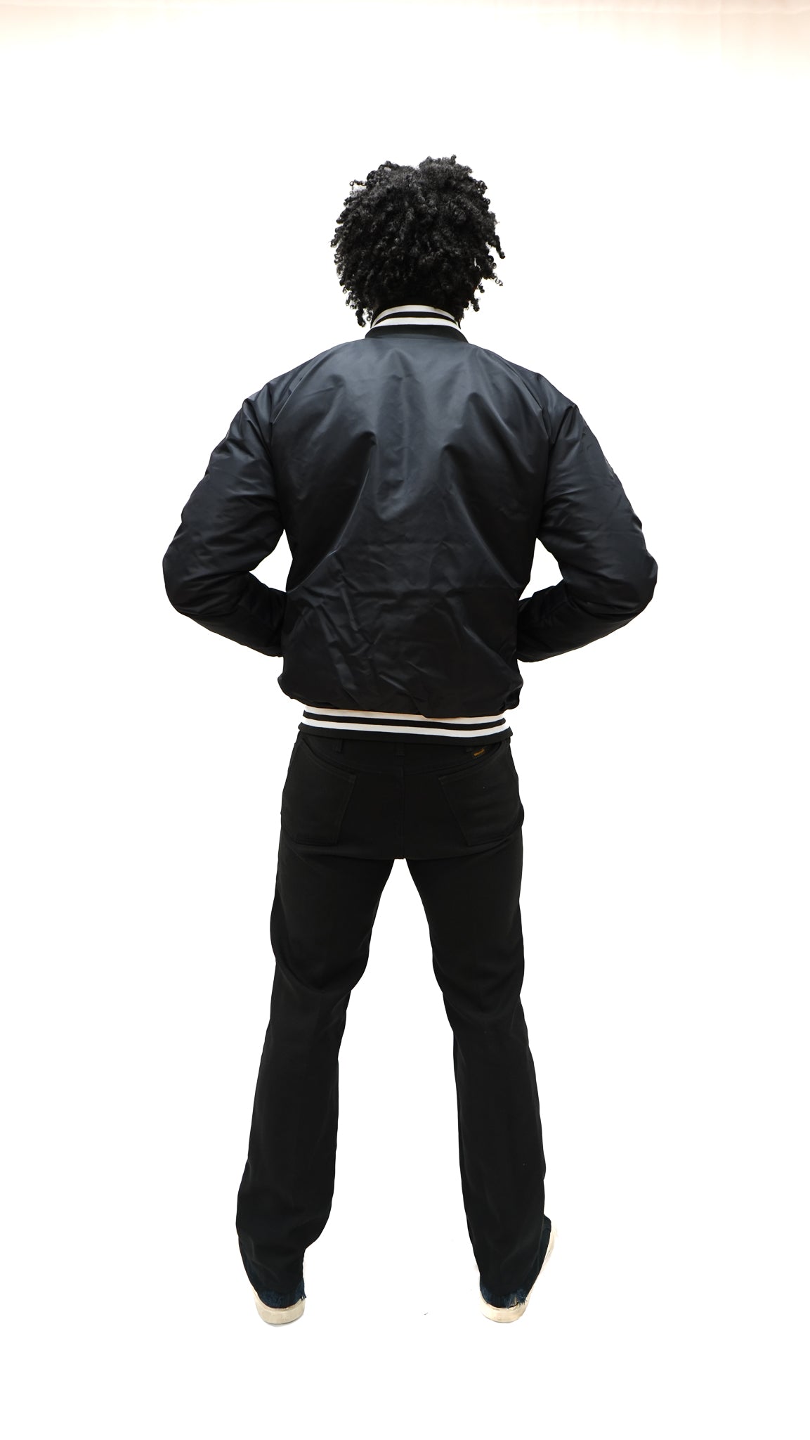 Black silky varsity jacket