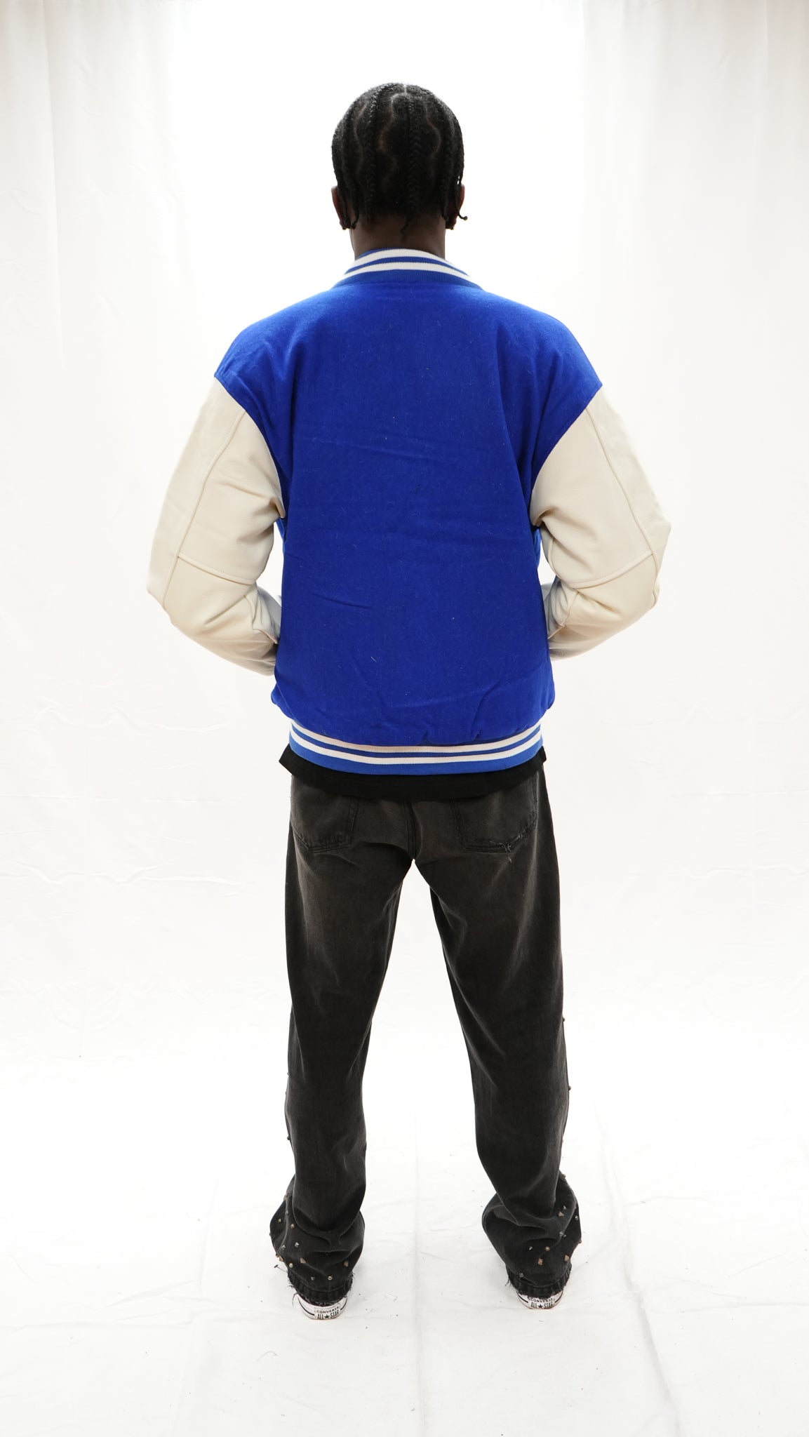 Heavy leather varsity jacket