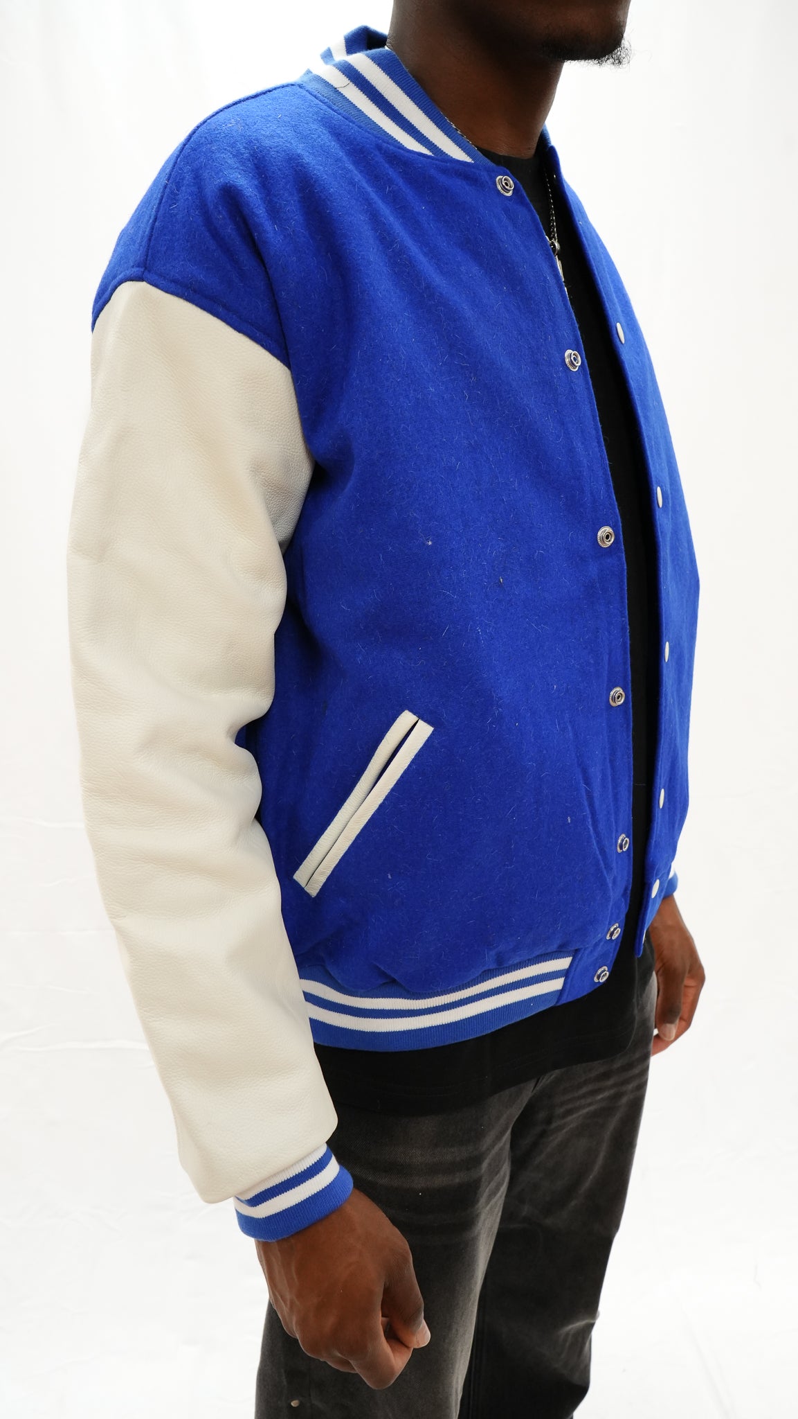 Heavy leather varsity jacket